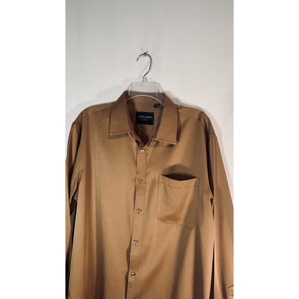 Alimens & Gentle Flex Mens Dress Shirt Tan Long Sleeve L-Tall Wrinkle Free - Picture 3 of 13